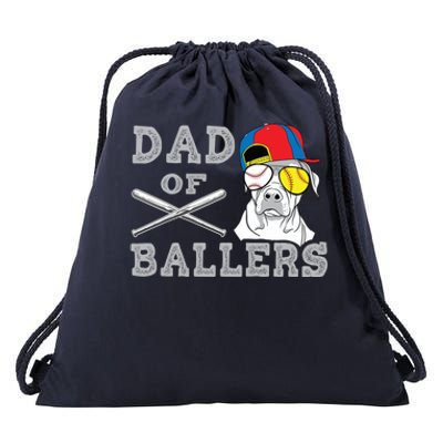 Dad Of Ballers Softball Baseball Father Gift Drawstring Bag