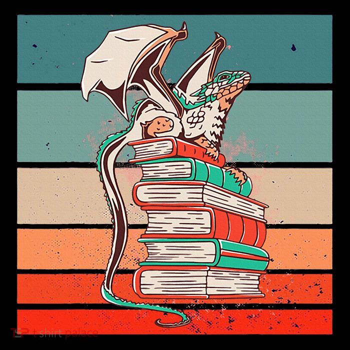 Dragon On Books Bookworm Dragon Book Mythical Creature Drawstring Bag