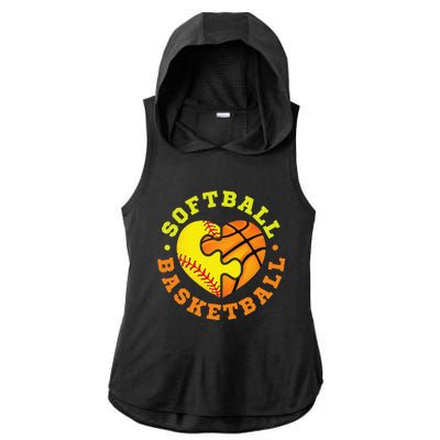 Dad of Ballers Dad of Baseball And Softball Player Ladies PosiCharge Tri-Blend Wicking Draft Hoodie Tank