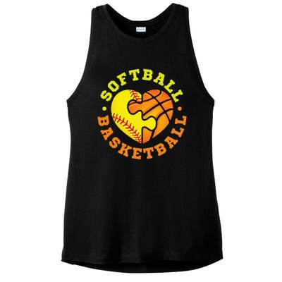 Dad of Ballers Dad of Baseball And Softball Player Ladies PosiCharge Tri-Blend Wicking Tank