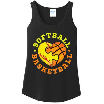 Dad of Ballers Dad of Baseball And Softball Player Ladies Essential Tank