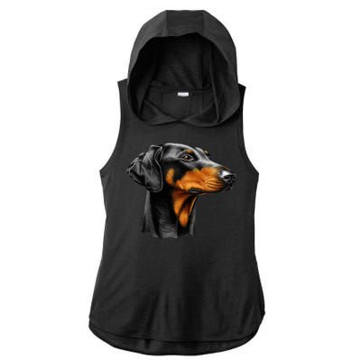 Doberman Dog Ladies PosiCharge Tri-Blend Wicking Draft Hoodie Tank