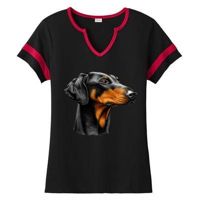 Doberman Dog Ladies Halftime Notch Neck Tee