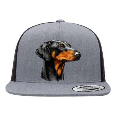 Doberman Dog Flat Bill Trucker Hat