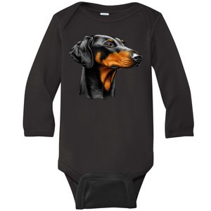 Doberman Dog Baby Long Sleeve Bodysuit