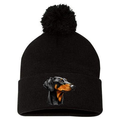 Doberman Dog Pom Pom 12in Knit Beanie