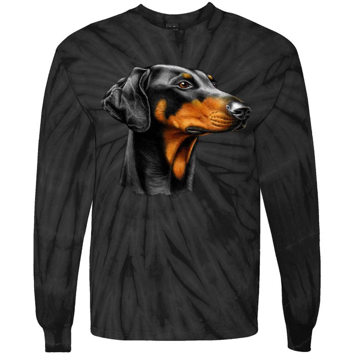 Doberman Dog Tie-Dye Long Sleeve Shirt