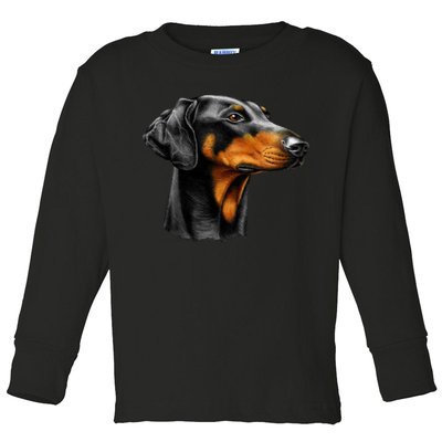 Doberman Dog Toddler Long Sleeve Shirt