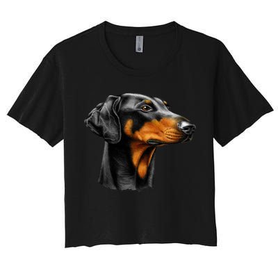 Doberman Dog Women's Crop Top Tee