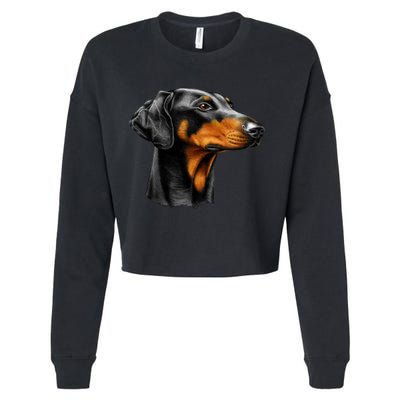 Doberman Dog Cropped Pullover Crew