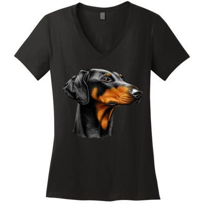 Doberman Dog Women's V-Neck T-Shirt