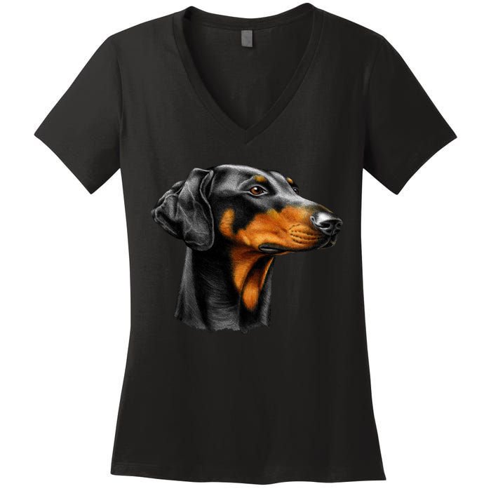 Doberman Dog Women's V-Neck T-Shirt