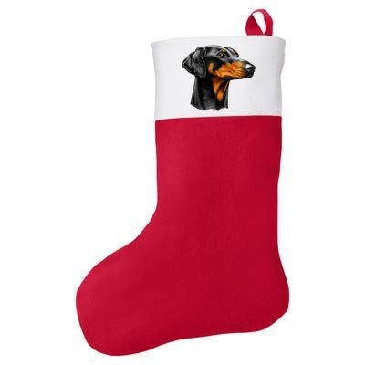 Doberman Dog Felt Holiday Christmas Stocking