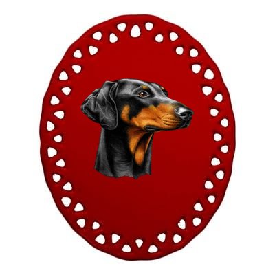 Doberman Dog Ceramic Oval Ornament