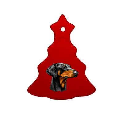 Doberman Dog Ceramic Tree Ornament