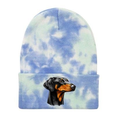 Doberman Dog Tie Dye 12in Knit Beanie