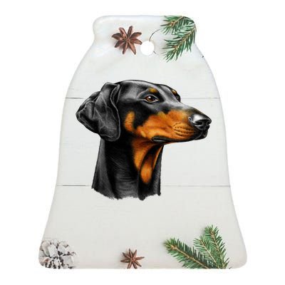 Doberman Dog Ceramic Bell Ornament