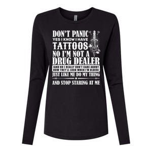 Dob't Panic I Have A Tattooed Womens Cotton Relaxed Long Sleeve T-Shirt