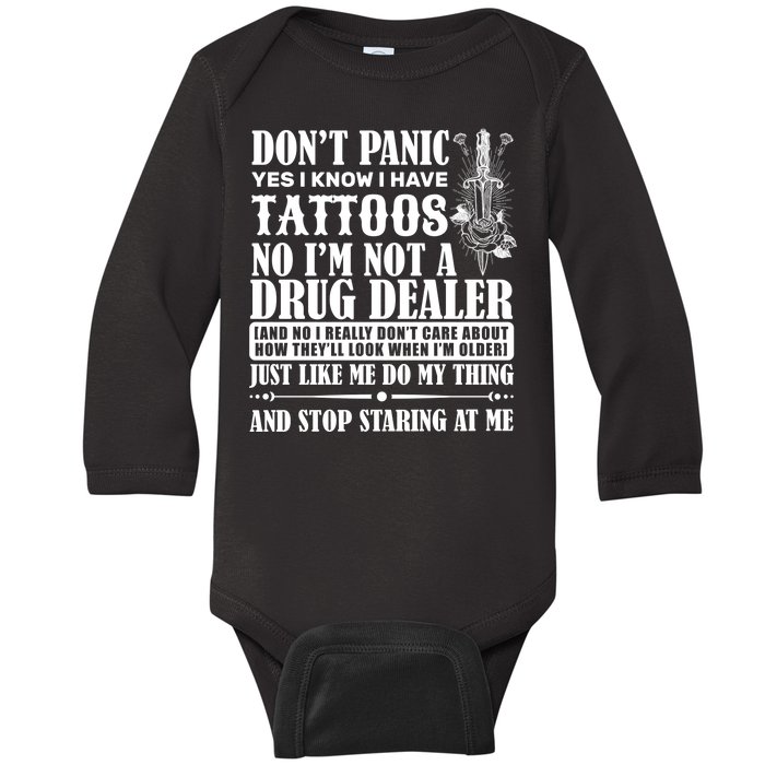 Dob't Panic I Have A Tattooed Baby Long Sleeve Bodysuit