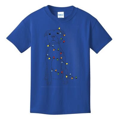 Dog Owner Christmas Lights Pitbull Mom Holiday Cool Gift Kids T-Shirt