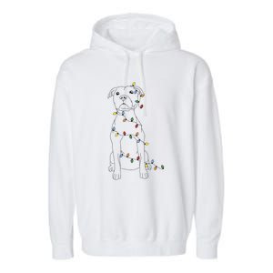 Dog Owner Christmas Lights Pitbull Mom Holiday Gift Garment-Dyed Fleece Hoodie