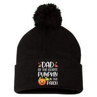 Dad Of Cutest Pumpkin In The Patch Halloween Thanksgiving Pom Pom 12in Knit Beanie