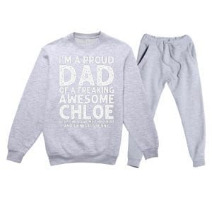 Dad Of CHLOE Gift Father's Day Funny Personalized Name Joke Premium Crewneck Sweatsuit Set