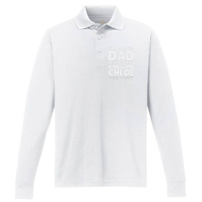 Dad Of CHLOE Gift Father's Day Funny Personalized Name Joke Performance Long Sleeve Polo