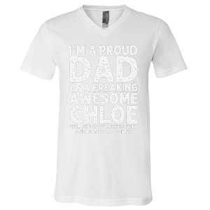 Dad Of CHLOE Gift Father's Day Funny Personalized Name Joke V-Neck T-Shirt