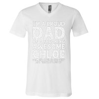 Dad Of CHLOE Gift Father's Day Funny Personalized Name Joke V-Neck T-Shirt