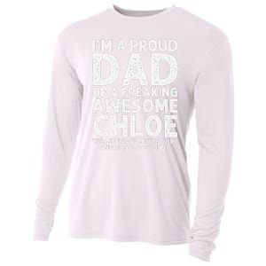 Dad Of CHLOE Gift Father's Day Funny Personalized Name Joke Cooling Performance Long Sleeve Crew