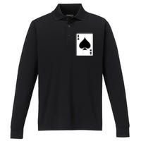 Deck Of Cards For Men Ace Spades Performance Long Sleeve Polo