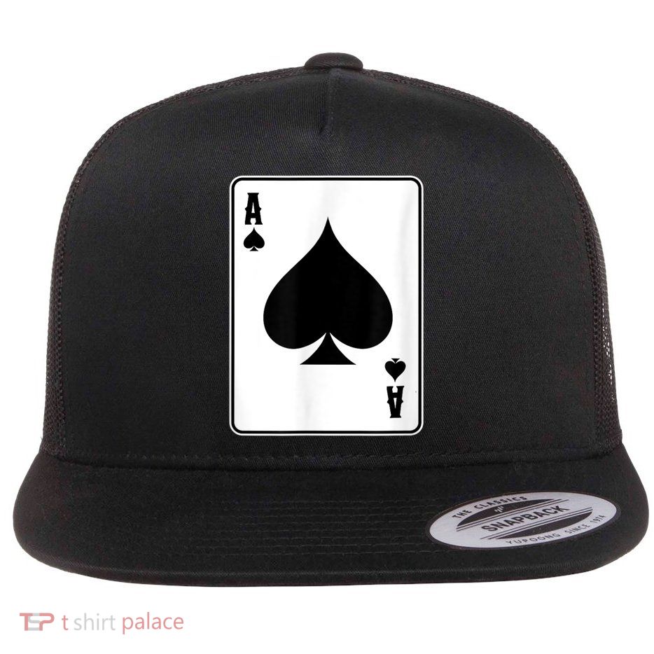 Deck Of Cards For Men Ace Spades Flat Bill Trucker Hat
