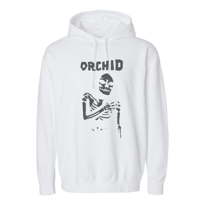 Deathwishinc Orchid Chaos Skeleton Silver Garment-Dyed Fleece Hoodie