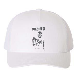 Deathwishinc Orchid Chaos Skeleton Silver Yupoong Adult 5-Panel Trucker Hat