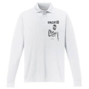 Deathwishinc Orchid Chaos Skeleton Silver Performance Long Sleeve Polo