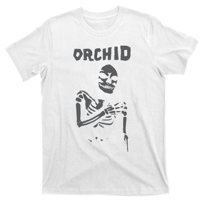 Deathwishinc Orchid Chaos Skeleton Silver T-Shirt