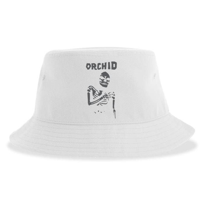 Deathwishinc Orchid Chaos Skeleton Silver Sustainable Bucket Hat