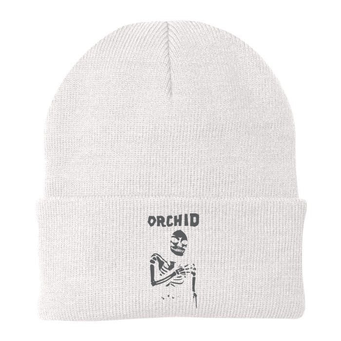 Deathwishinc Orchid Chaos Skeleton Silver Knit Cap Winter Beanie