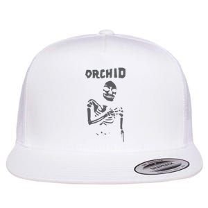 Deathwishinc Orchid Chaos Skeleton Silver Flat Bill Trucker Hat