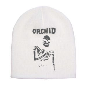 Deathwishinc Orchid Chaos Skeleton Silver Short Acrylic Beanie