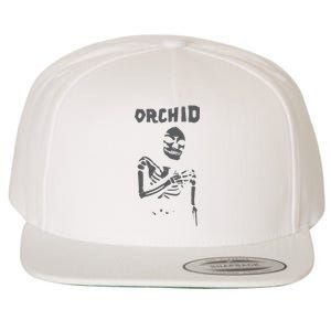 Deathwishinc Orchid Chaos Skeleton Silver Wool Snapback Cap