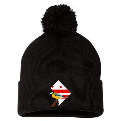 District Of Columbia Us Flag State Bird Pom Pom 12in Knit Beanie