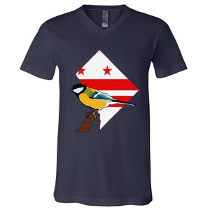 District Of Columbia Us Flag State Bird V-Neck T-Shirt