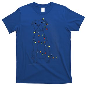 Dog Owner Christmas Lights Pitbull Mom Holiday Gift T-Shirt