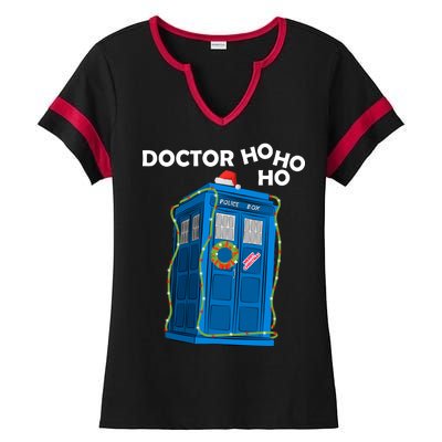 Doctor Ho Ho Ho Funny Christmas Ladies Halftime Notch Neck Tee