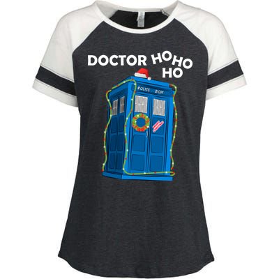 Doctor Ho Ho Ho Funny Christmas Enza Ladies Jersey Colorblock Tee