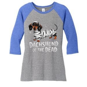 Dachshund Of Dead Halloween Mummy Dog Women's Tri-Blend 3/4-Sleeve Raglan Shirt