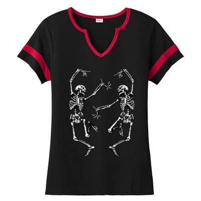 Dance Of Death Macabre Skeleton Skull Halloween Cute Gift Ladies Halftime Notch Neck Tee