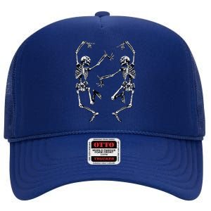 Dance Of Death Macabre Skeleton Skull Halloween Cute Gift High Crown Mesh Back Trucker Hat